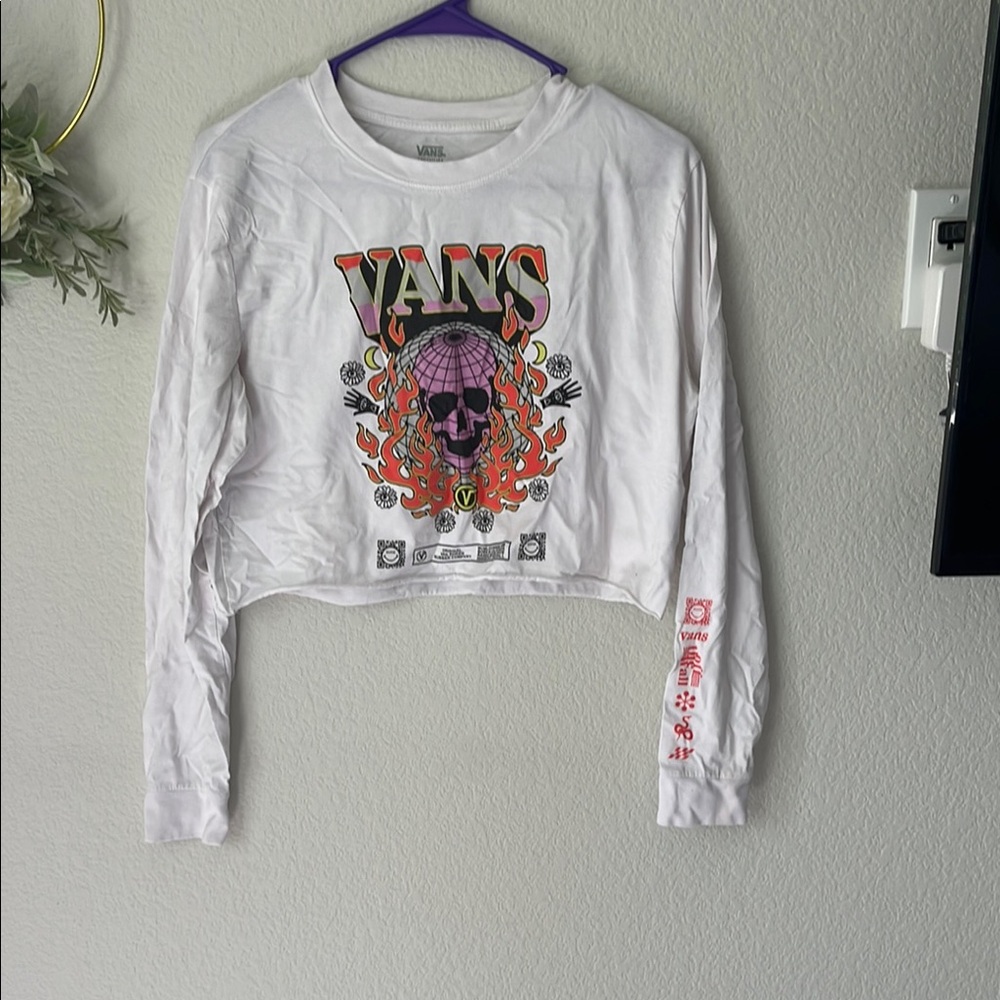 Vans White and Red Graphic Crop Top
